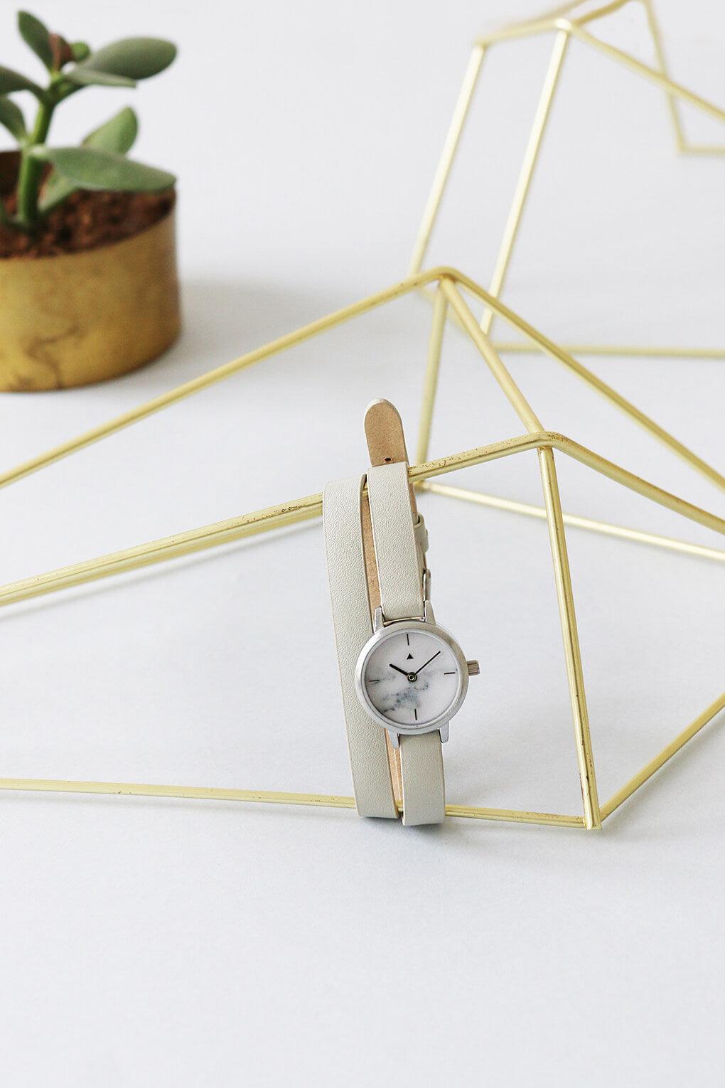 22 mm silver watch in marble