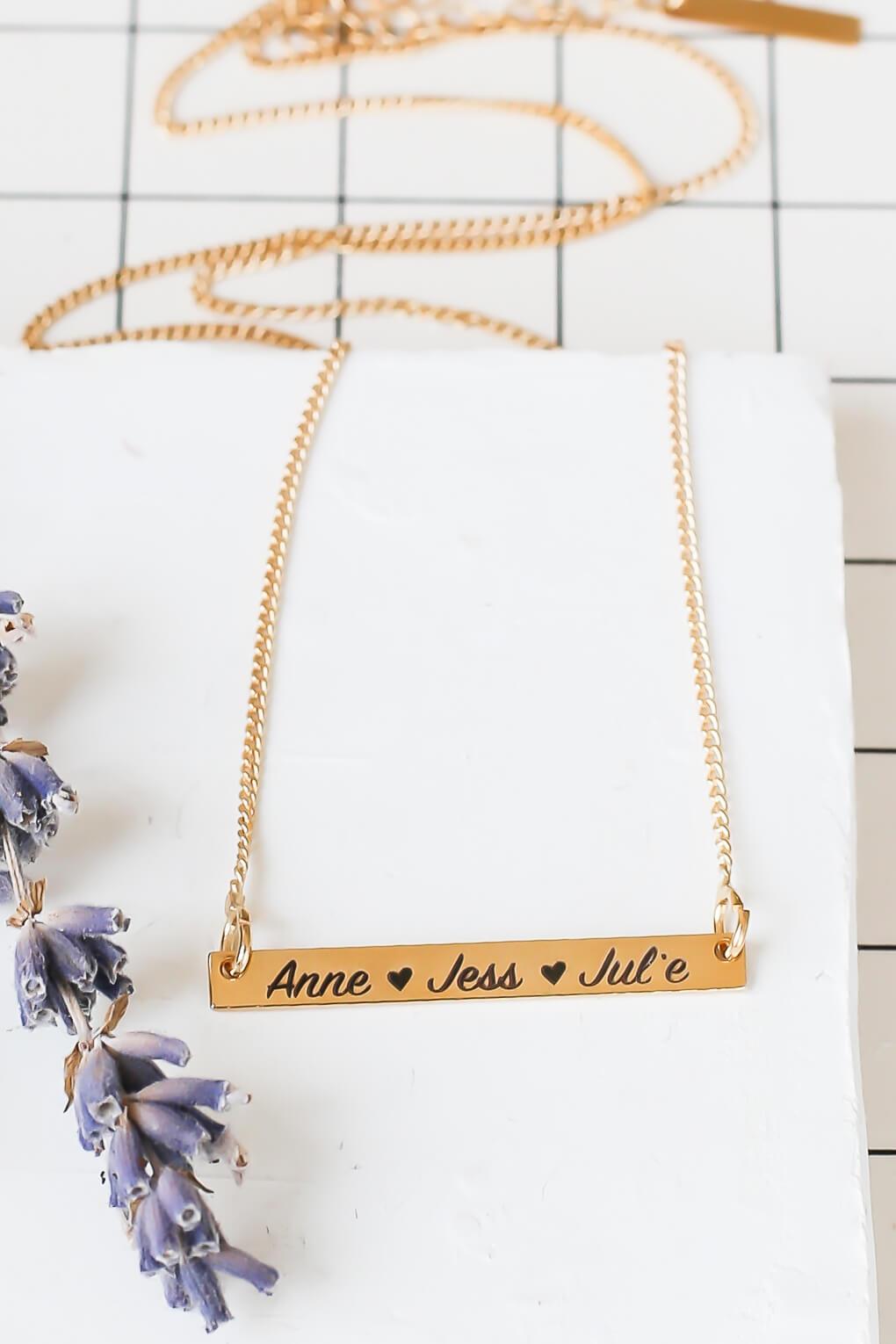 Custom Engraving Bar Necklace