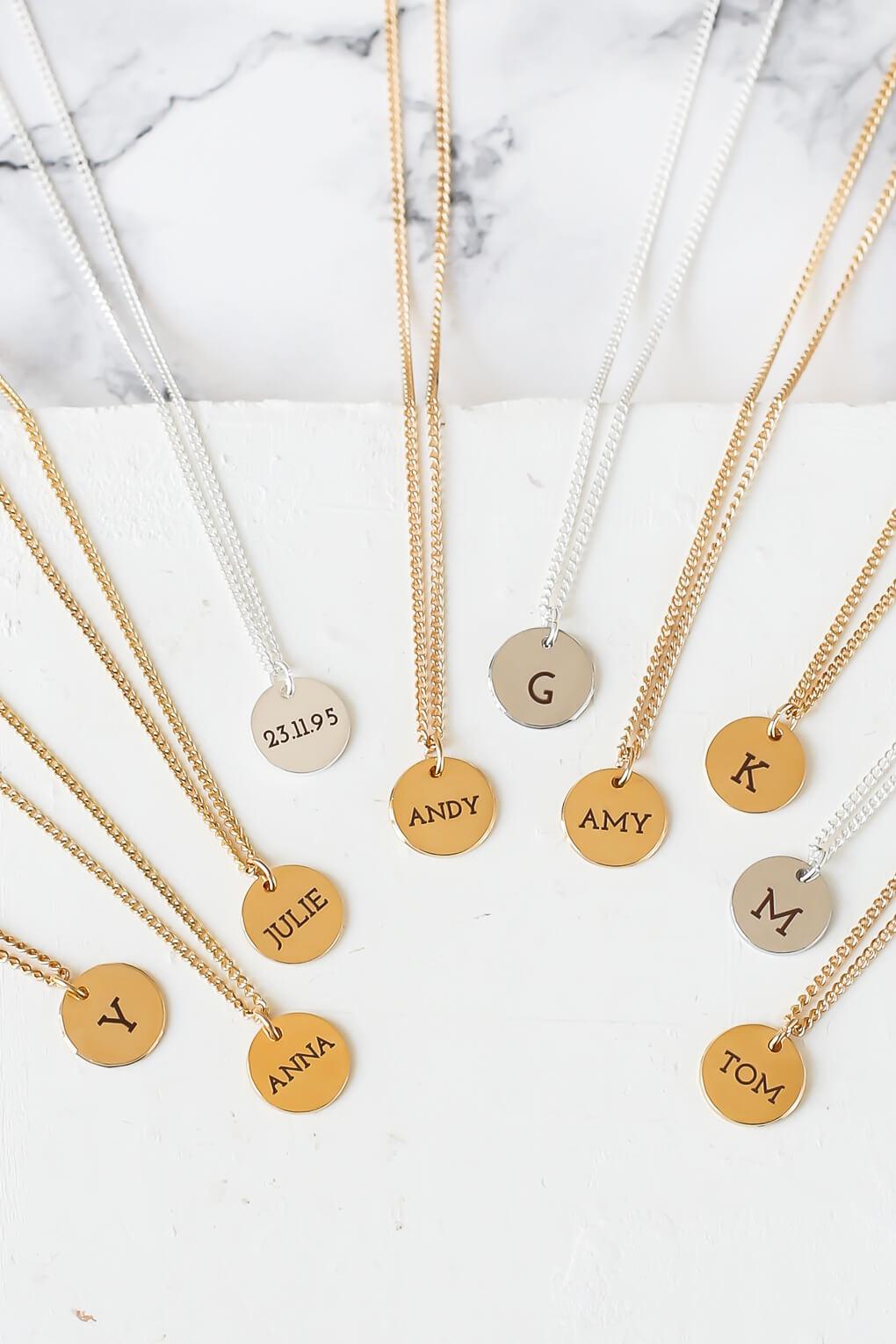 Custom Engraved Tiny Disc Necklace