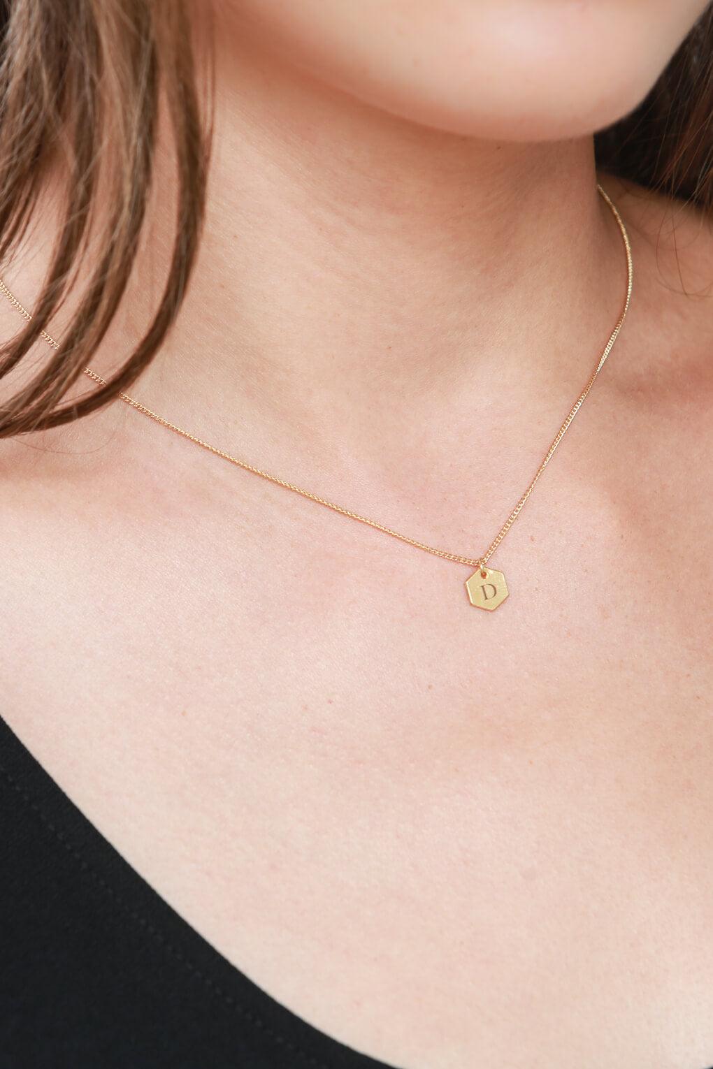 Custom Engraved Hexagon Necklace