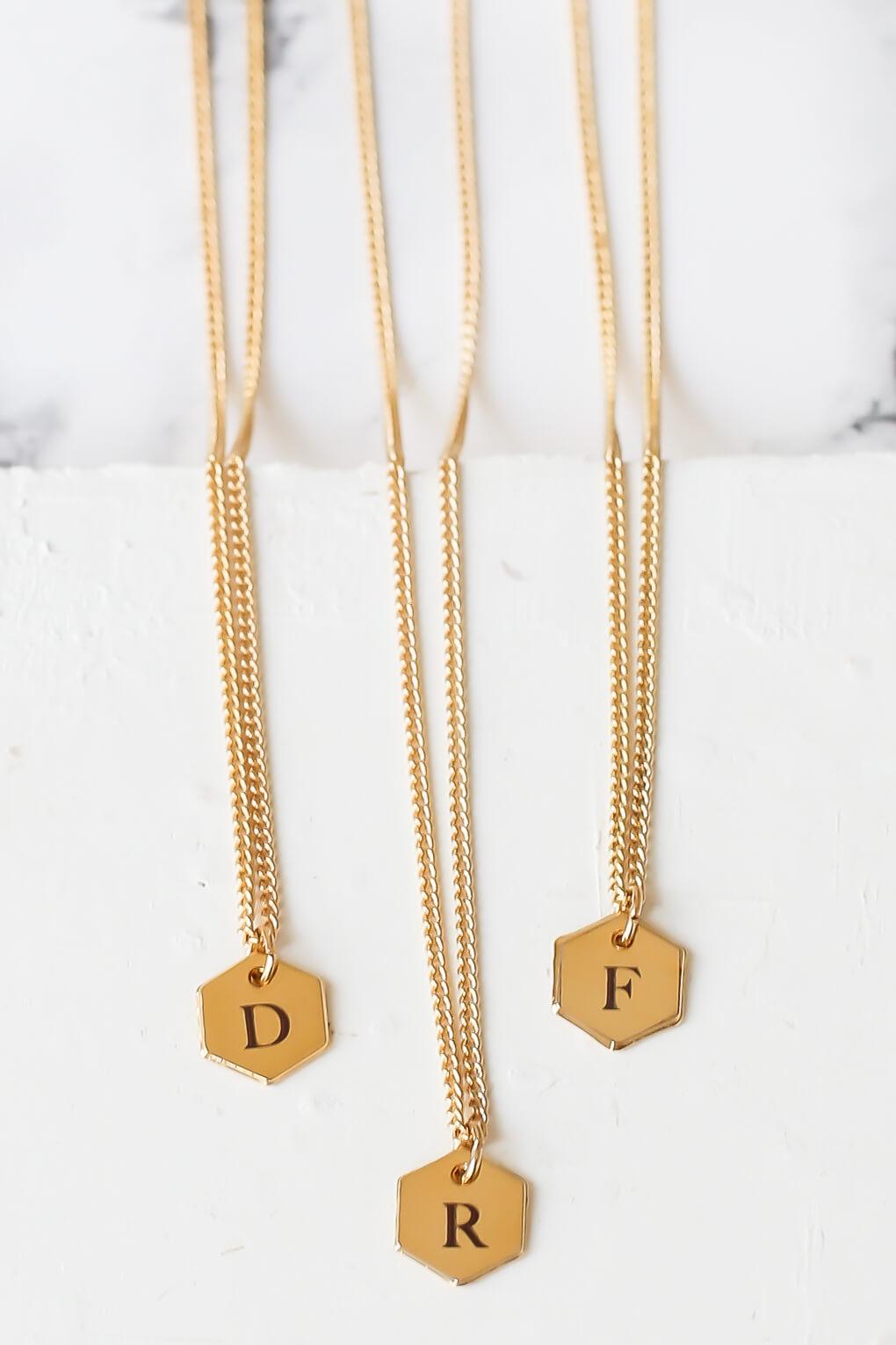 Custom Engraved Hexagon Necklace