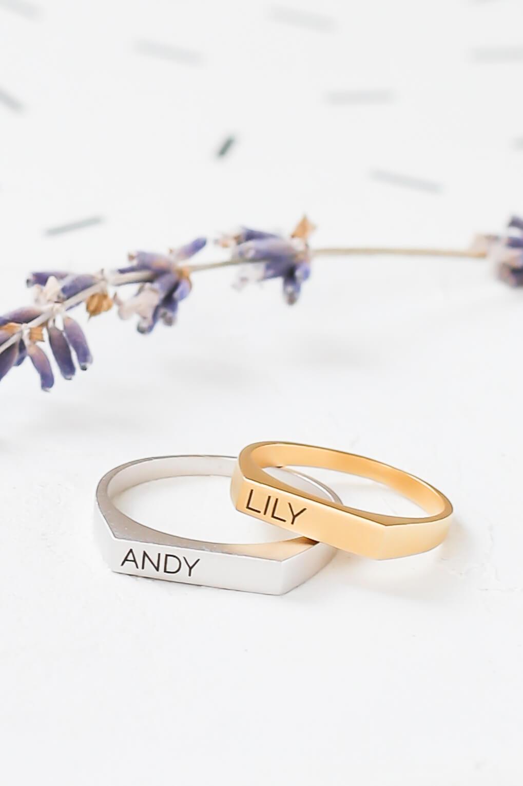 14K Gold Custom Engraved Signet Ring