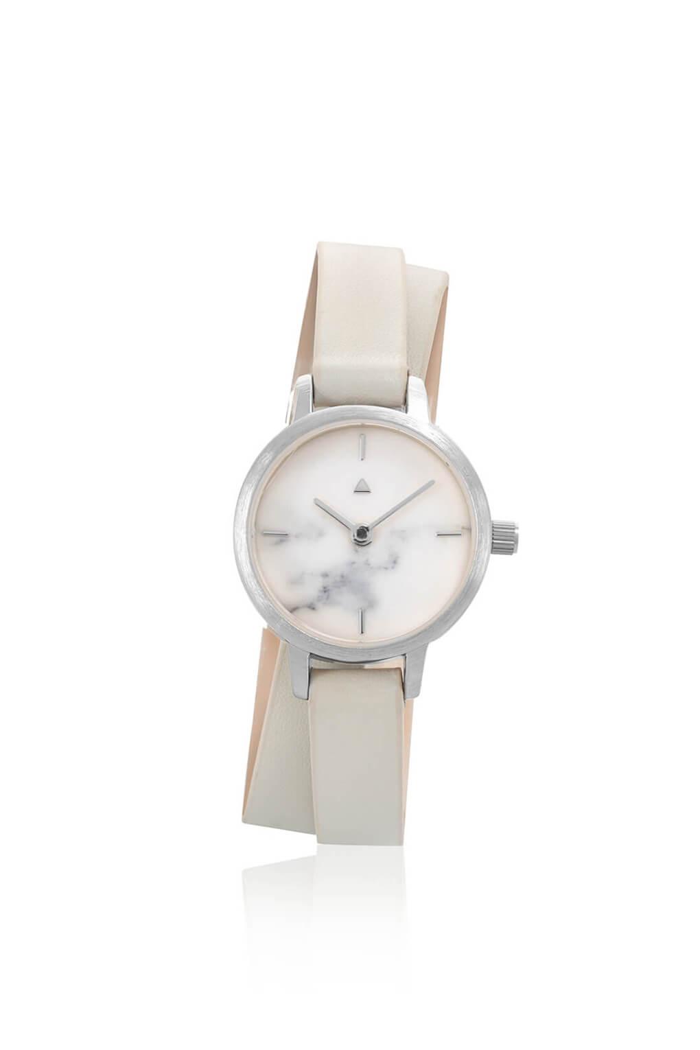 22 mm silver watch in marble