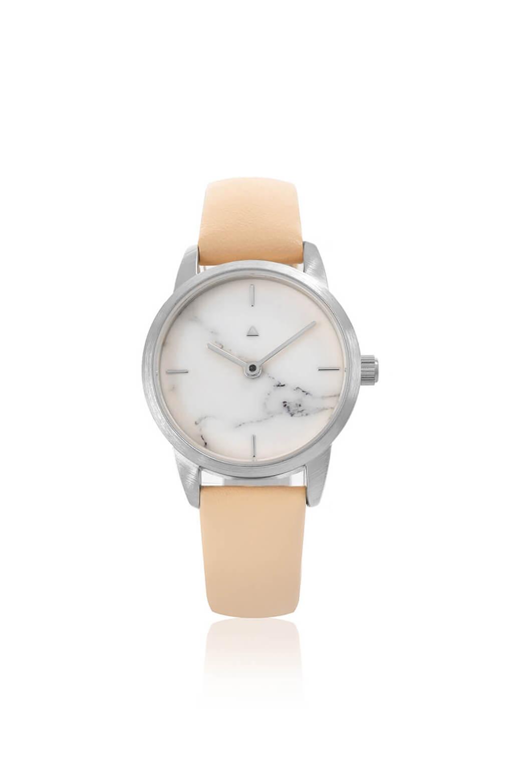 25 mm silver watch in marble - Vegan