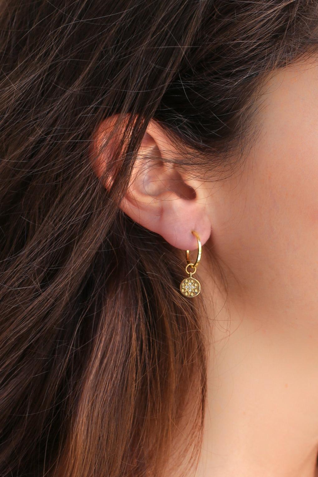 Jessa Hoop Earrings with Three Pendants Set