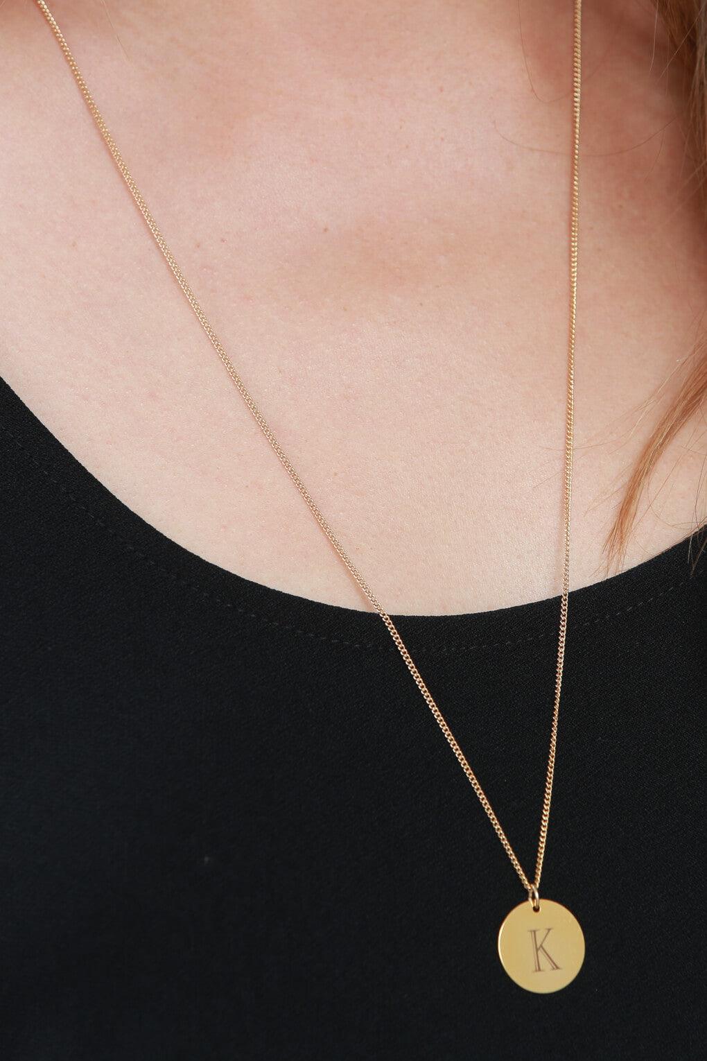 Long Custom Engraving Disc Necklace