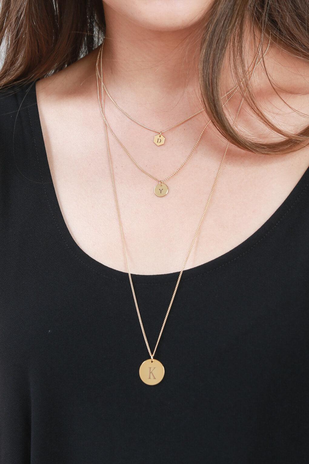 Long Custom Engraving Disc Necklace