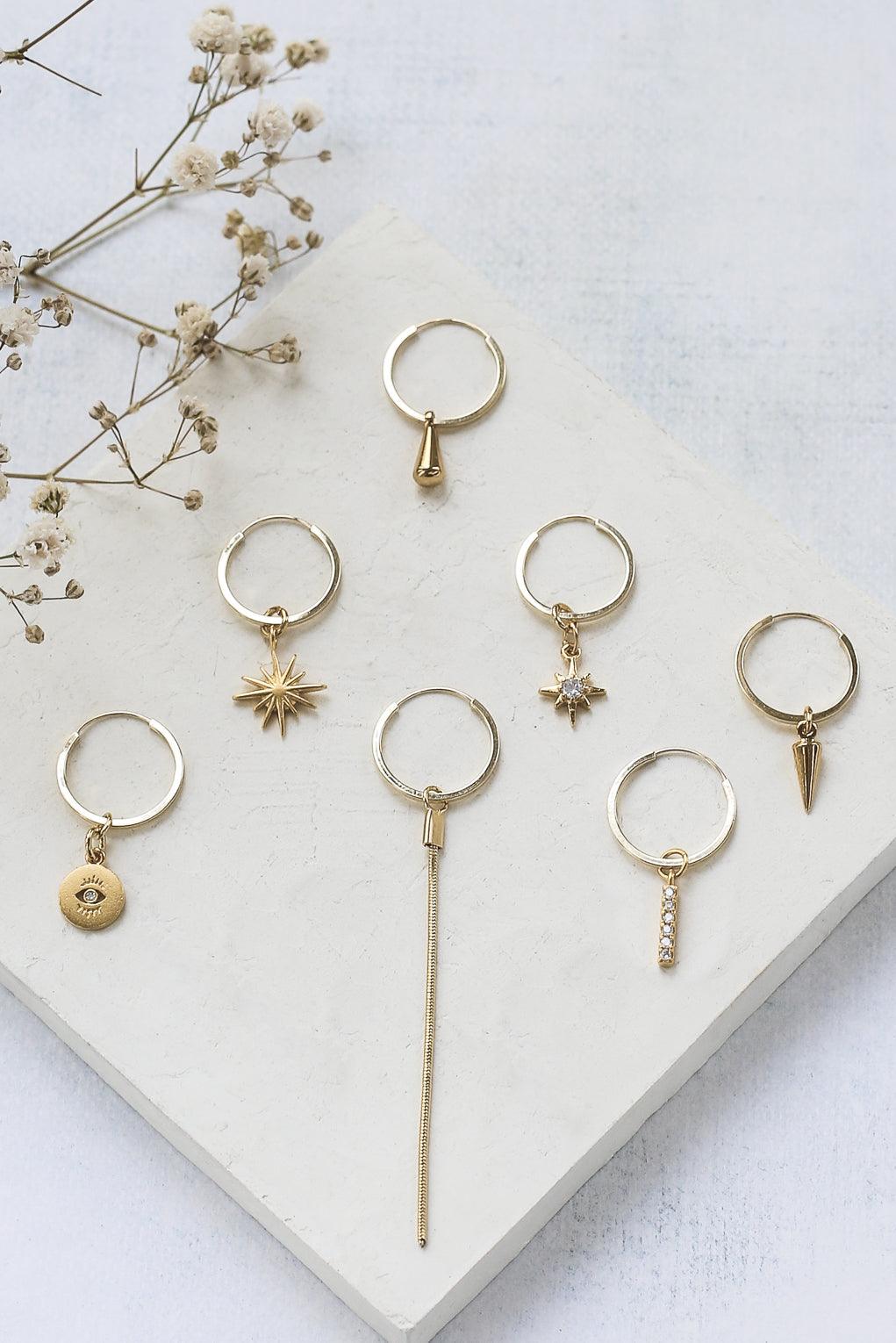 Jessa Hoop Earrings with Three Pendants Set