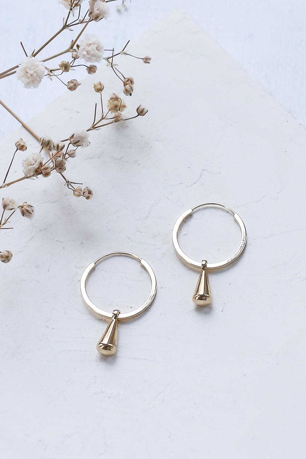 Replaceable pendants for 14K gold hoop earrings