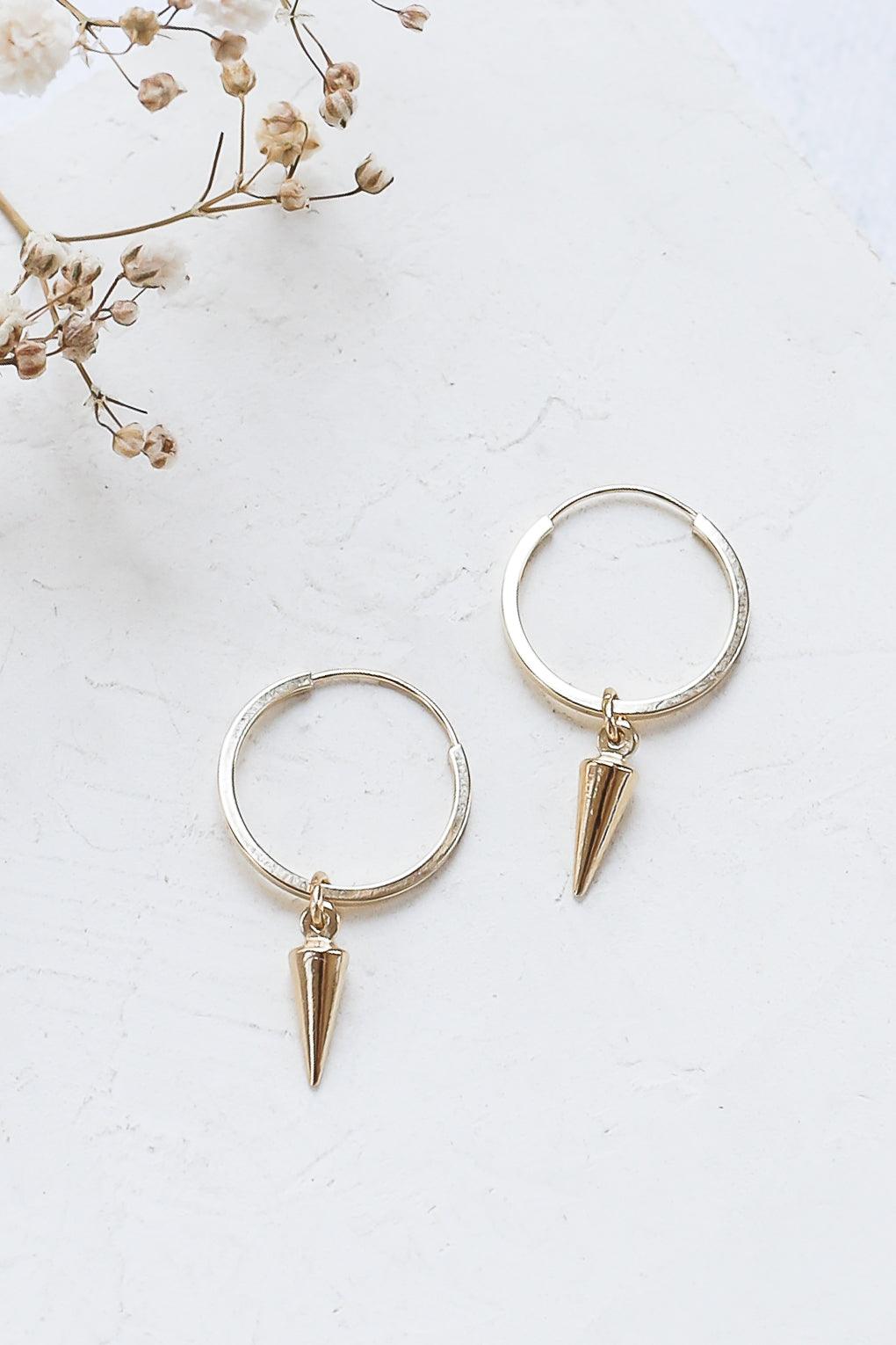 Replaceable pendants for 14K gold hoop earrings