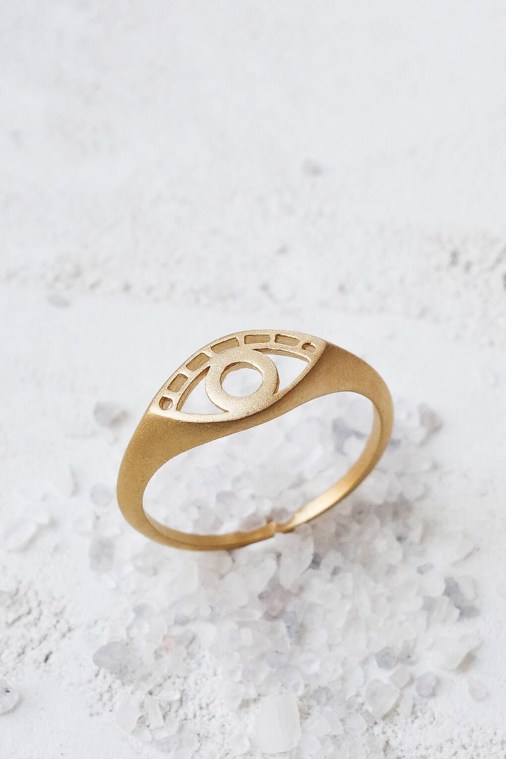 14K Gold Eye Ring