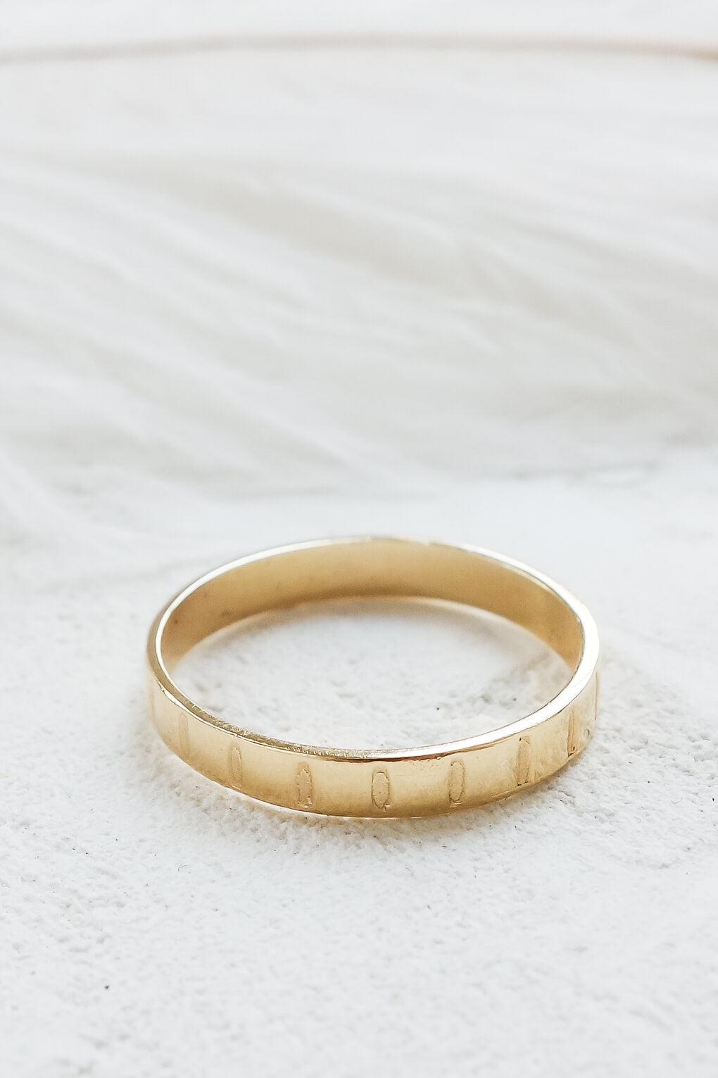 14K Gold Notch Ring