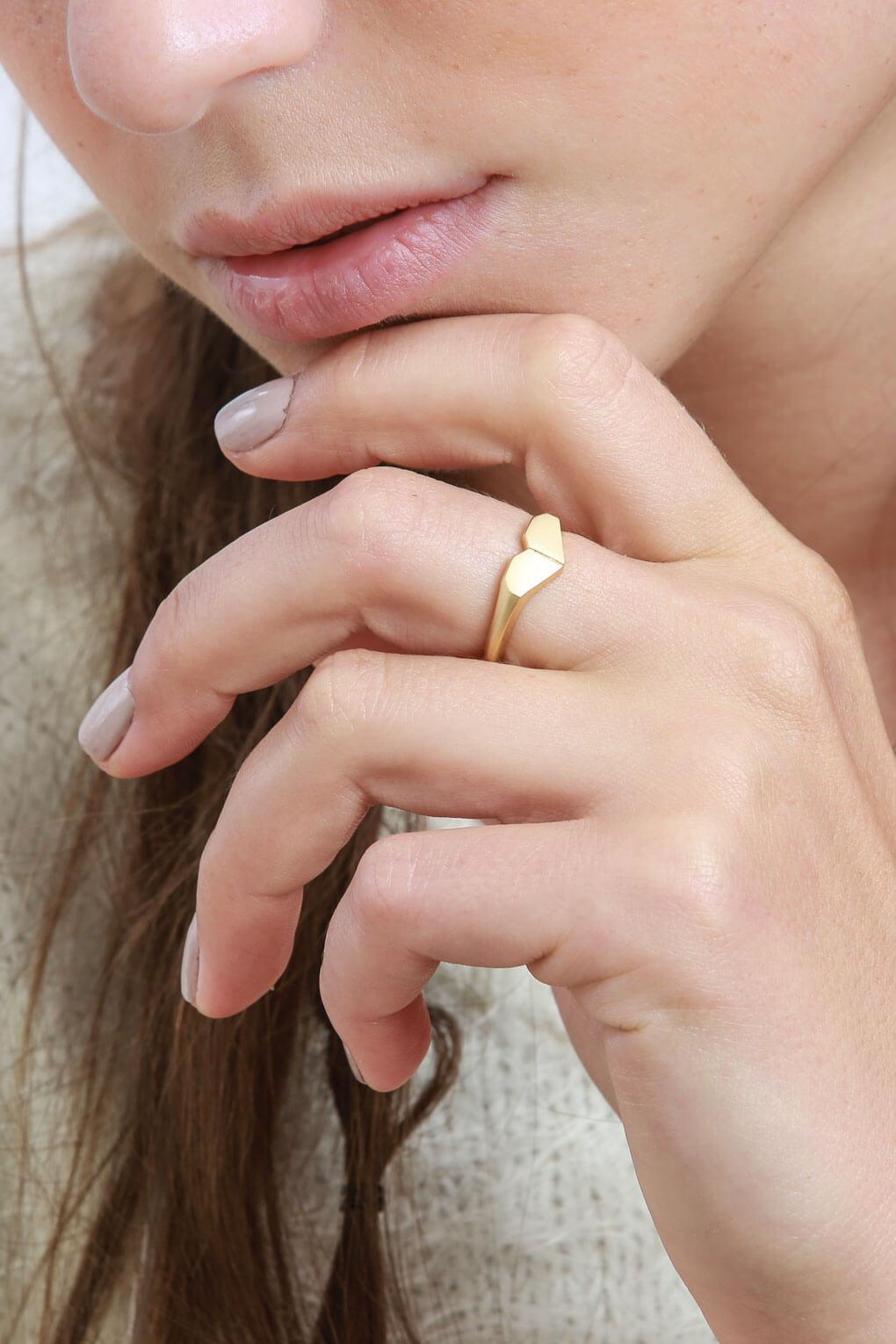 14K Gold ORIGAMI HEART RING