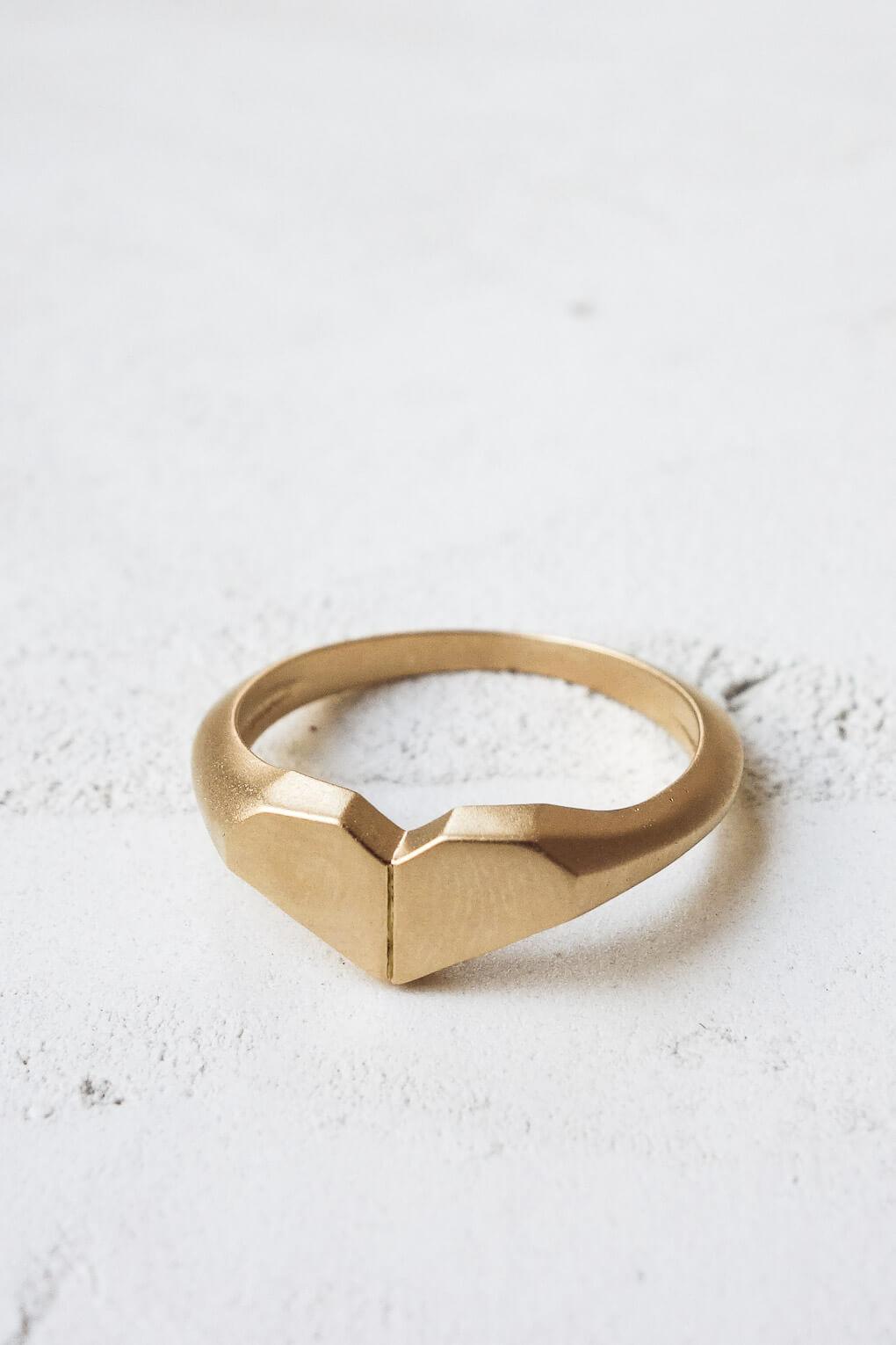 14K Gold ORIGAMI HEART RING