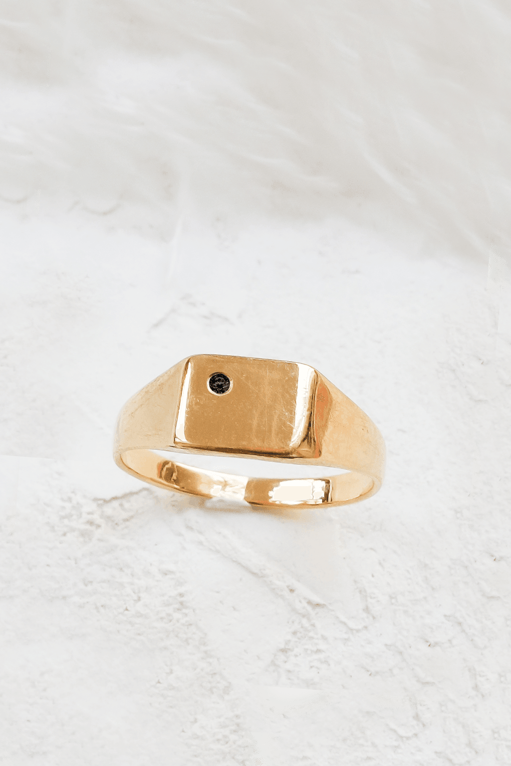 14K Gold SQUARE SIGNET DIAMOND RING