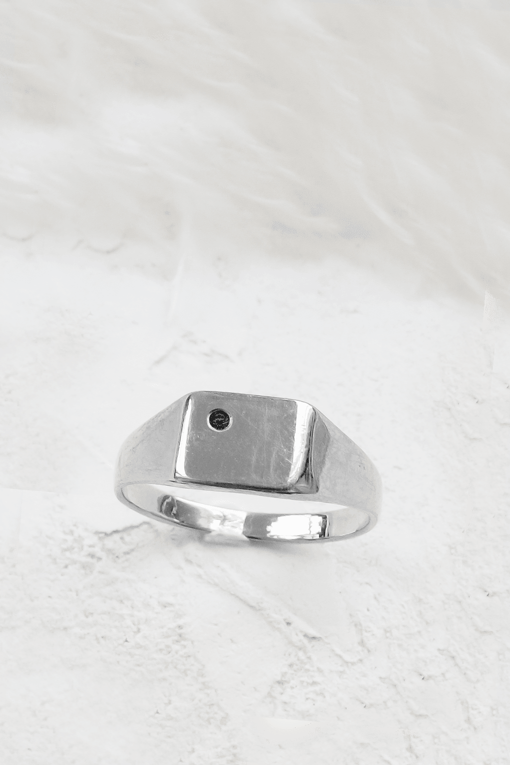 14K Gold SQUARE SIGNET DIAMOND RING