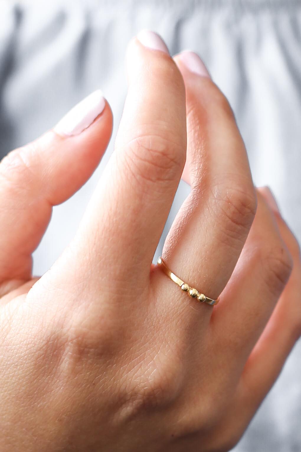 14K Gold TRIPLE DOT RING