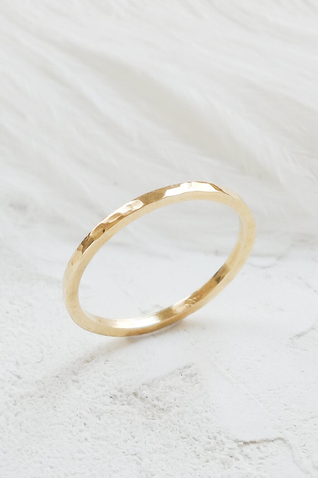 14K Gold hammered ring