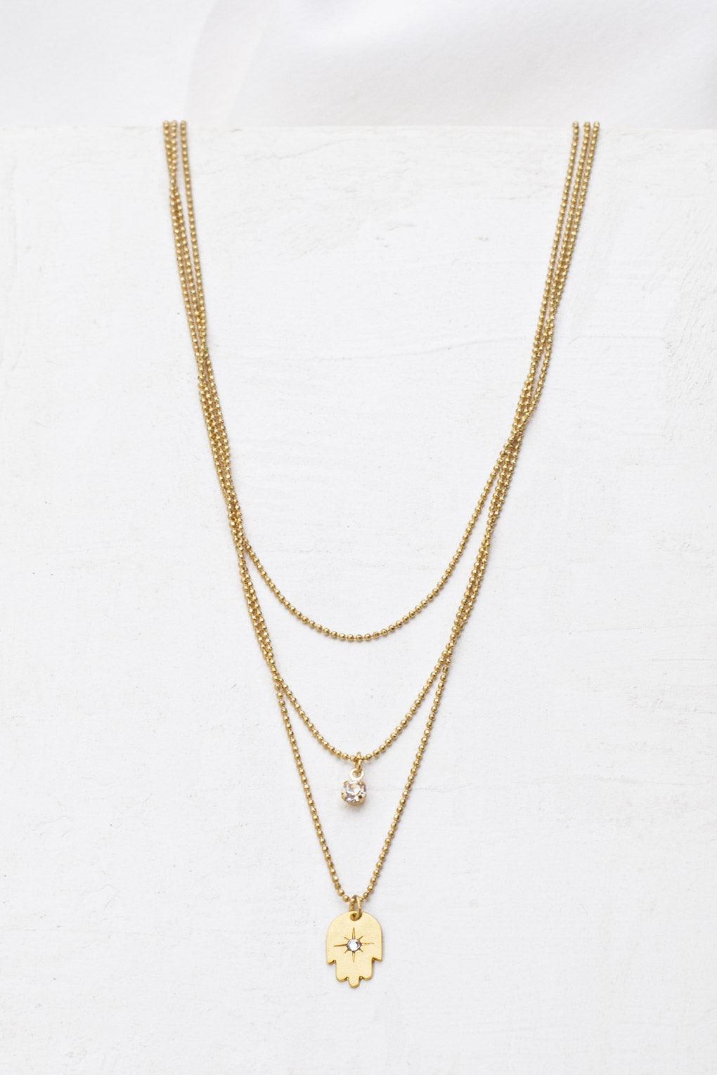 3 Layered Hamsa Necklace