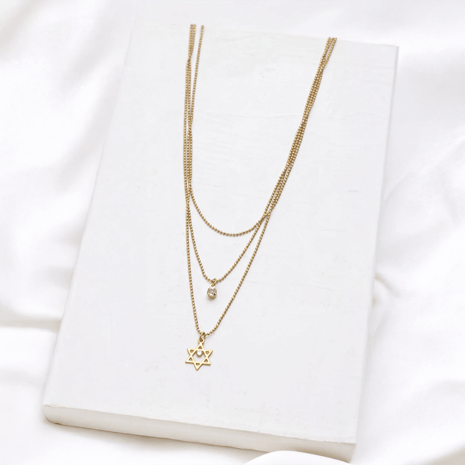 3 Layered Star of David Necklace