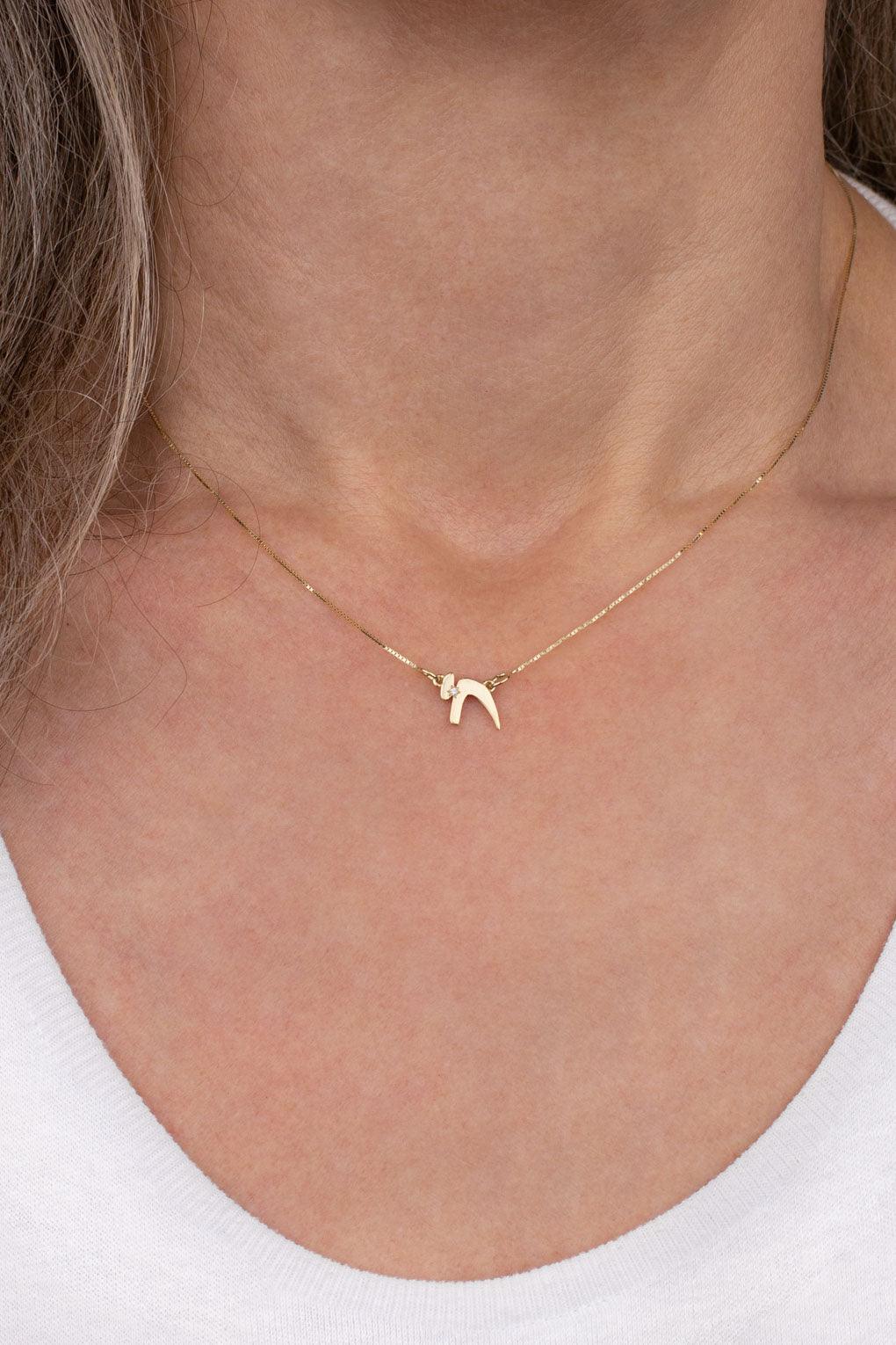 14K gold Chai Necklace with diamond
