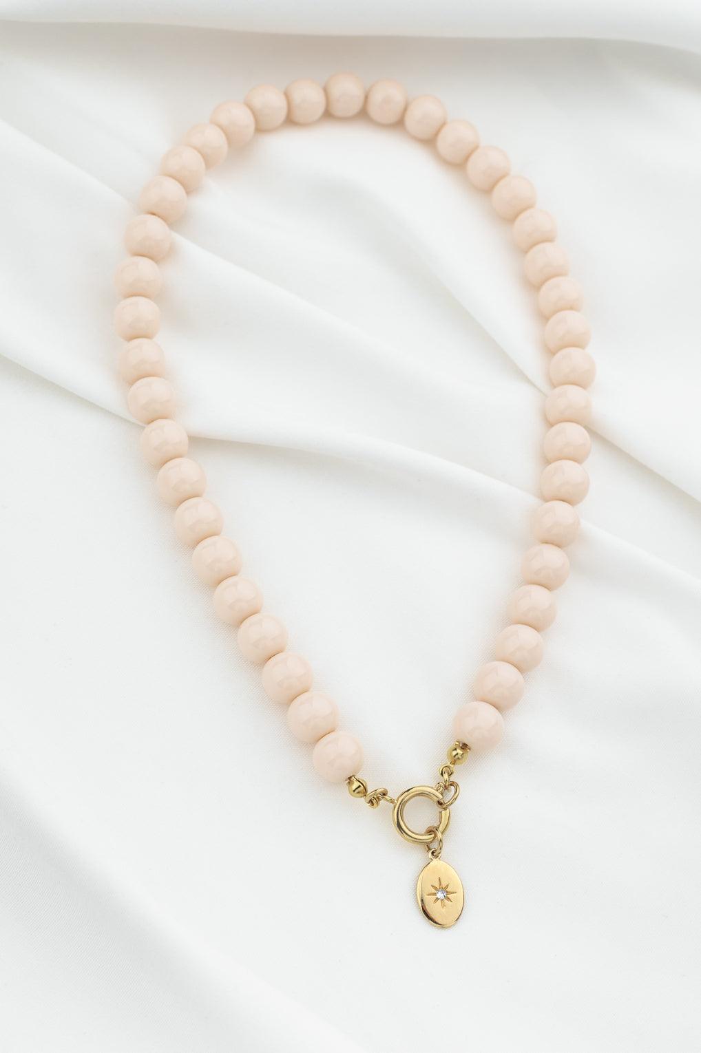 Lara Necklace Gold / 7 light blue / Sun