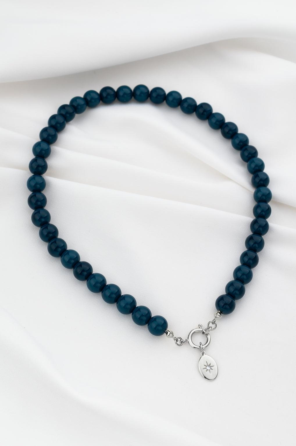 Lara Necklace Gold / 7 light blue / Sun