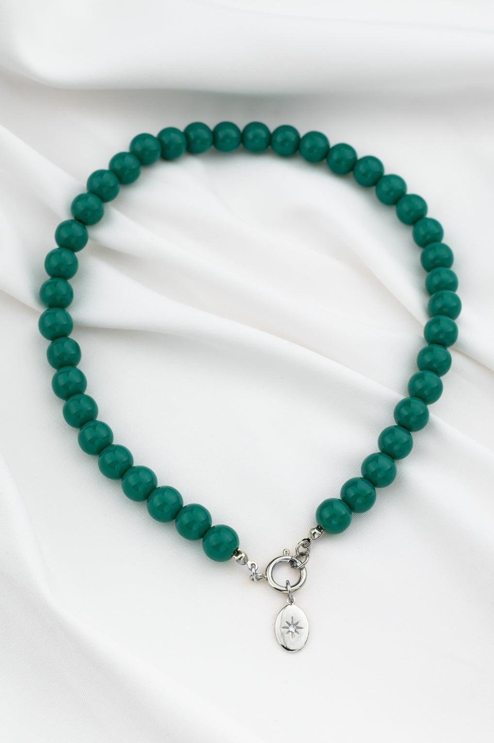 Lara Necklace Gold / 7 light blue / Sun