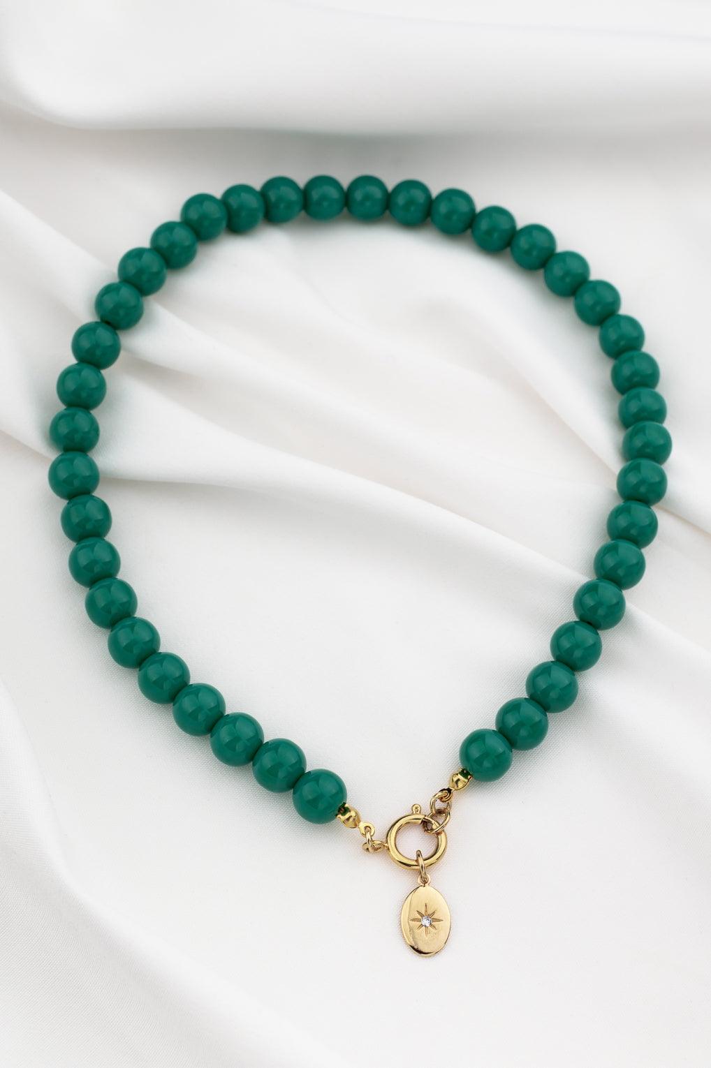 Lara Necklace Gold / 7 light blue / Sun