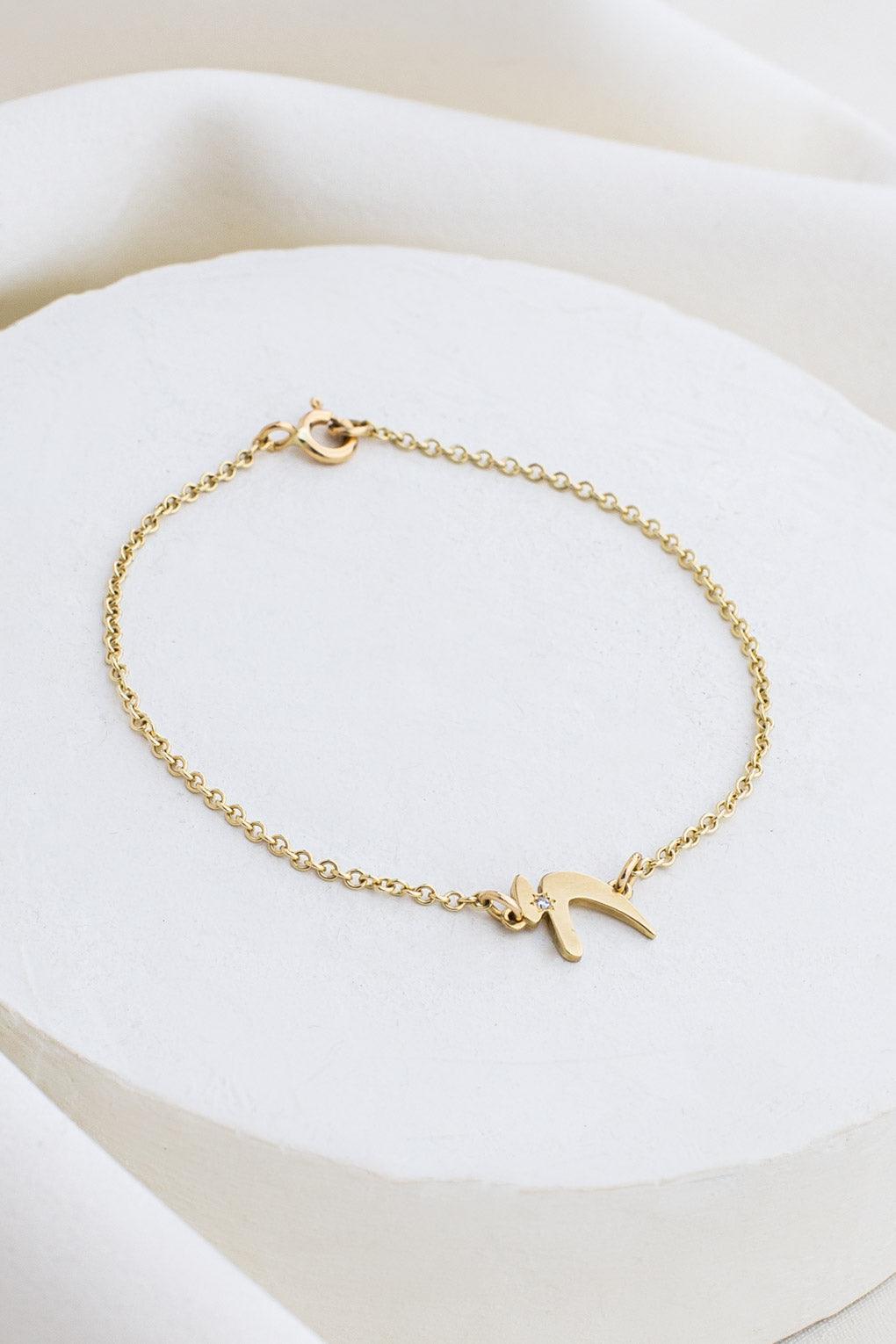14K gold Chai Bracelet with diamond