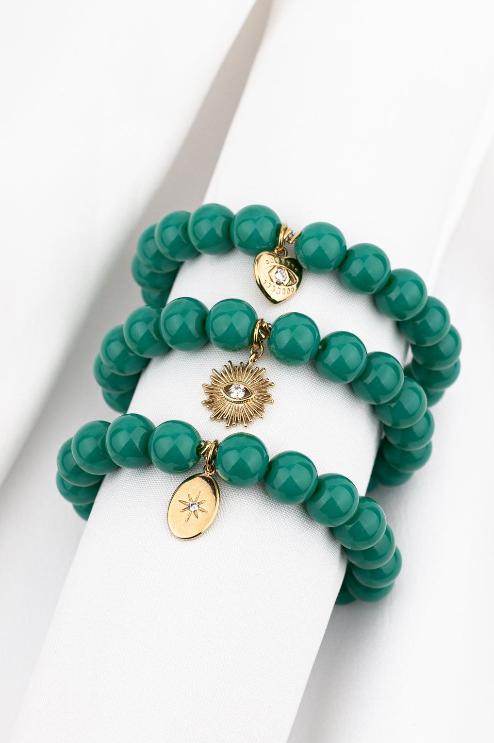 Lara Bracelet Gold / 7 light blue / Sun