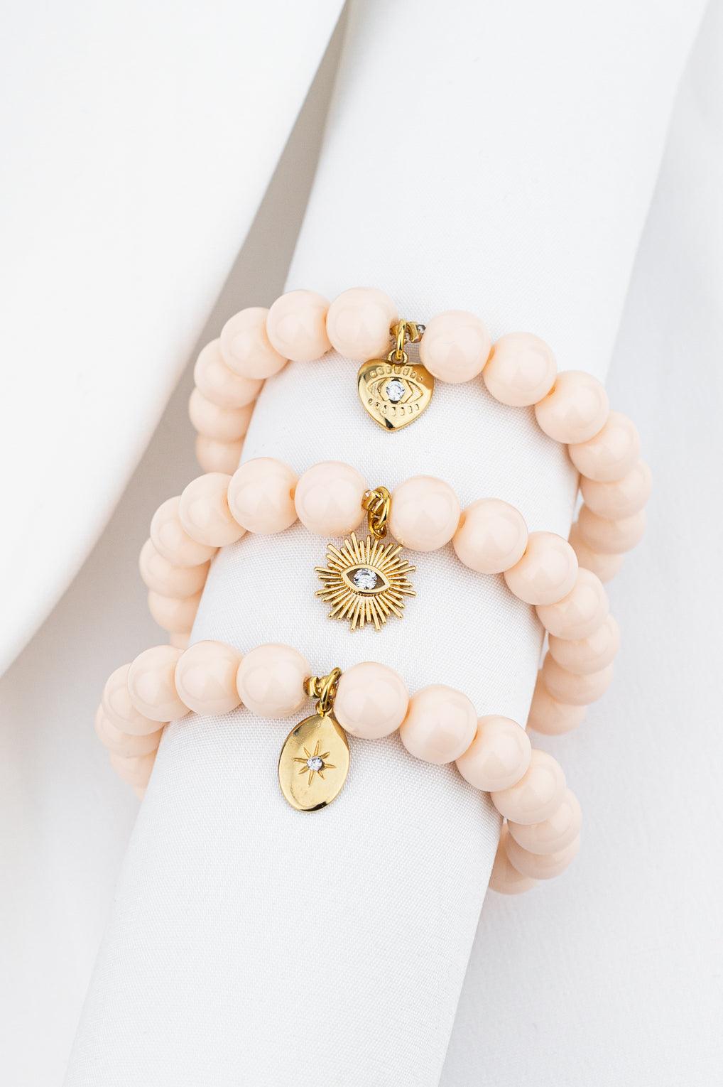 Lara Bracelet Gold / 7 light blue / Sun