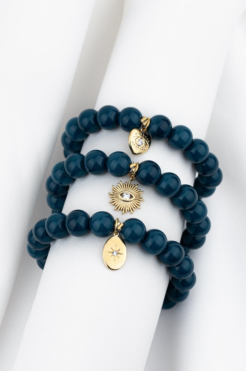 Lara Bracelet Gold / 7 light blue / Sun