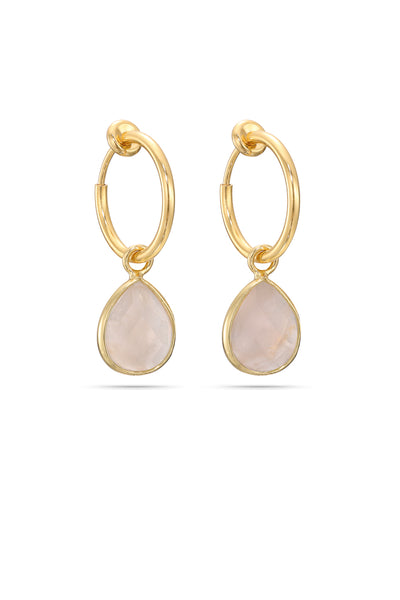 Laura Clip-On Hoop Earrings Gold / 53 rose quartz