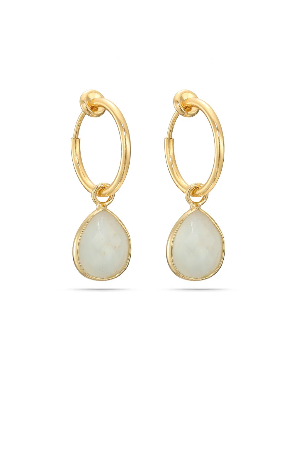 Laura Clip-On Hoop Earrings Gold / 53 rose quartz