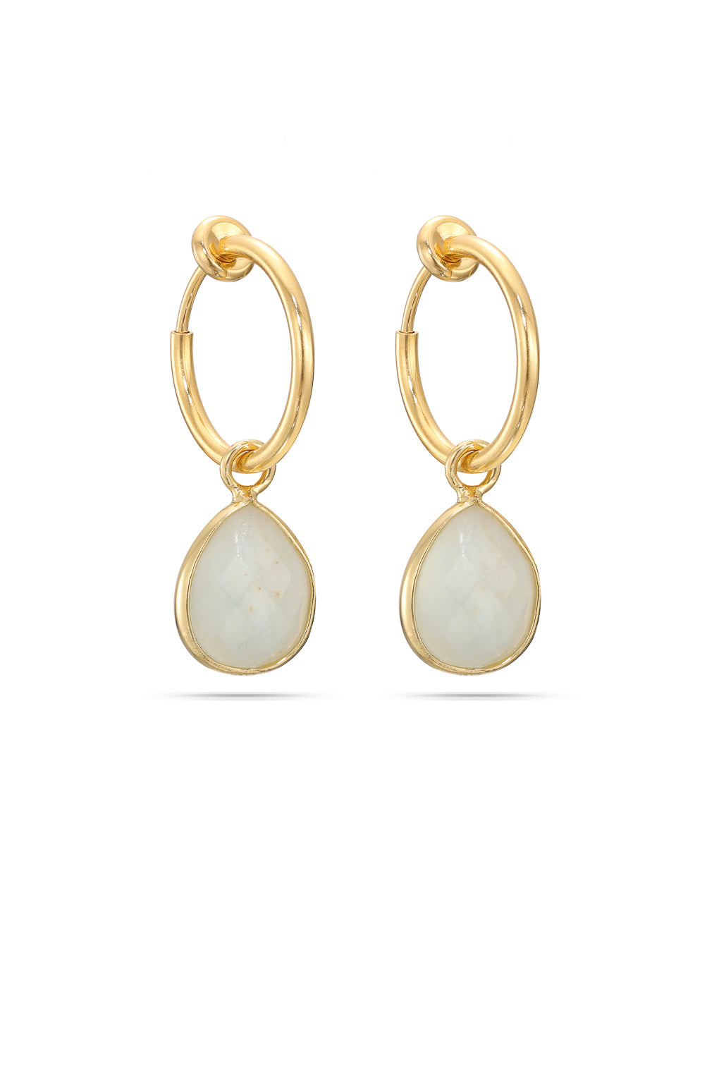 Laura Clip-On Hoop Earrings Gold / 53 rose quartz