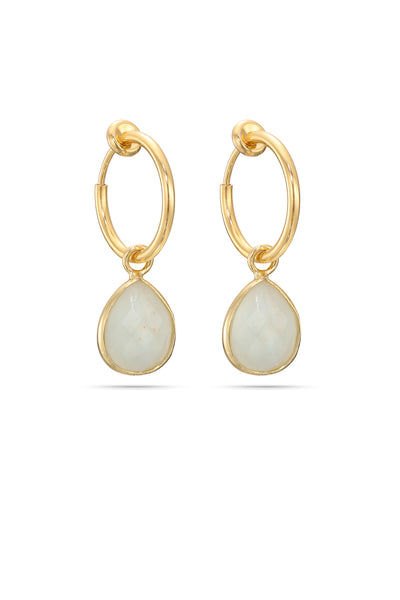 Laura Clip-On Hoop Earrings Gold / 53 rose quartz