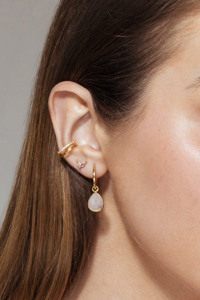 Laura Clip-On Hoop Earrings Gold / 53 rose quartz