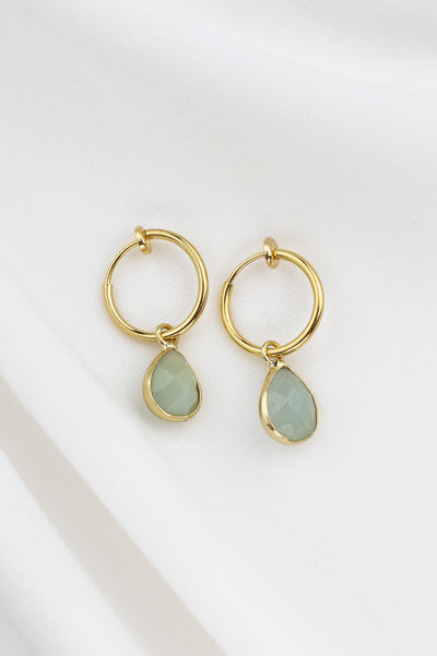 Laura Clip-On Hoop Earrings Gold / 53 rose quartz