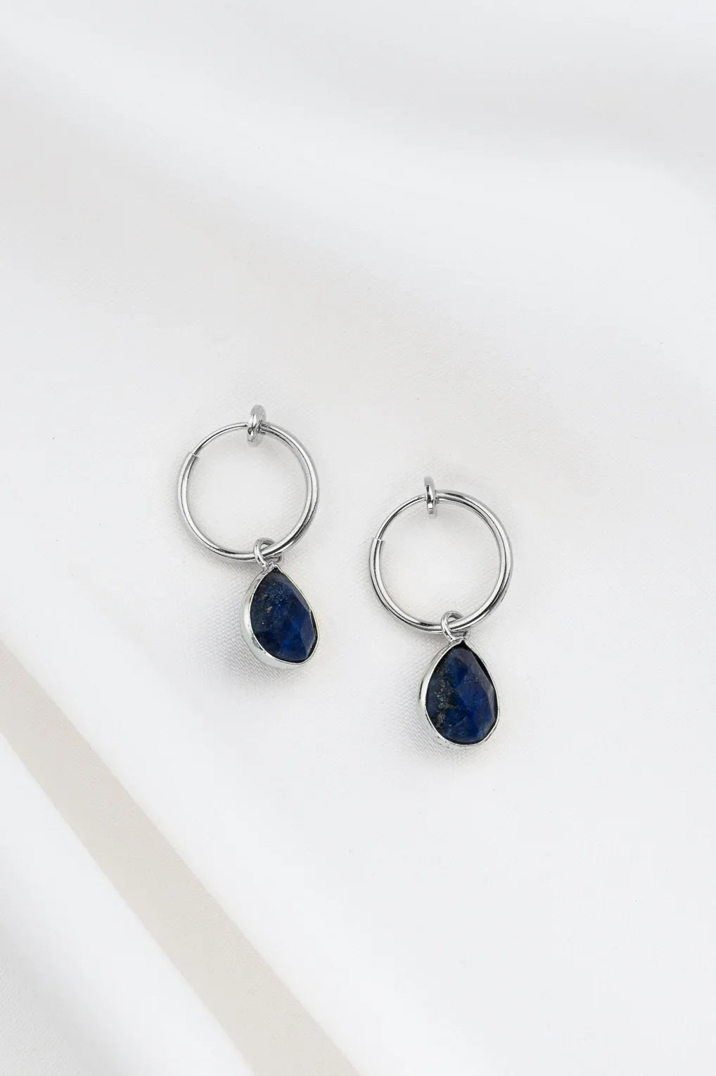 Laura Clip-On Hoop Earrings Gold / 53 rose quartz