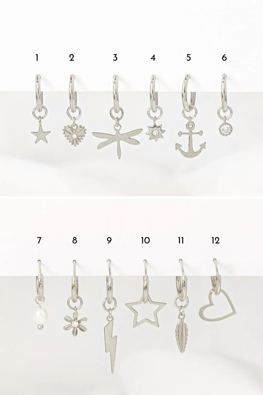 Clip-on earring set for girls with 3 replaceable pendants