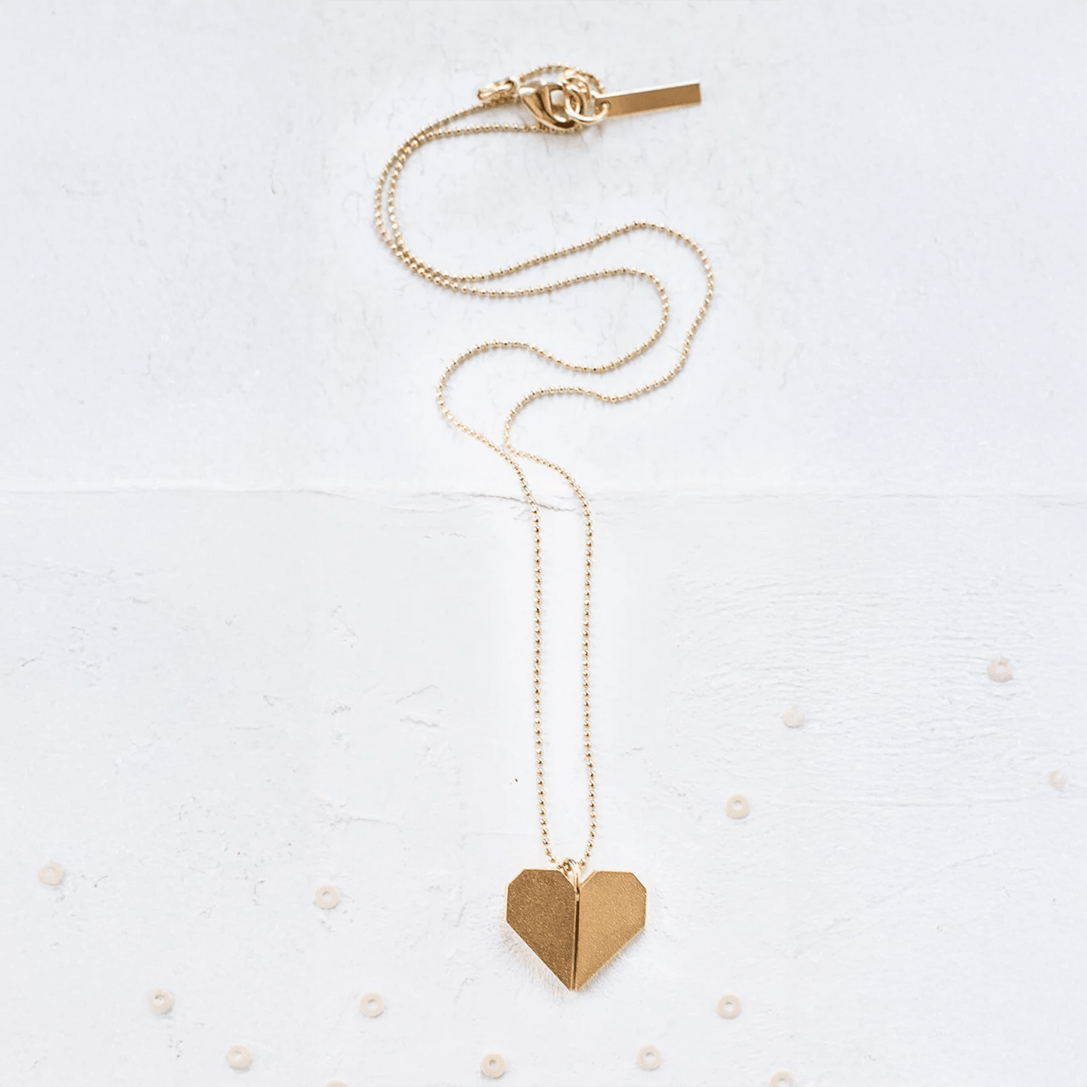 Long Origami Heart Necklace