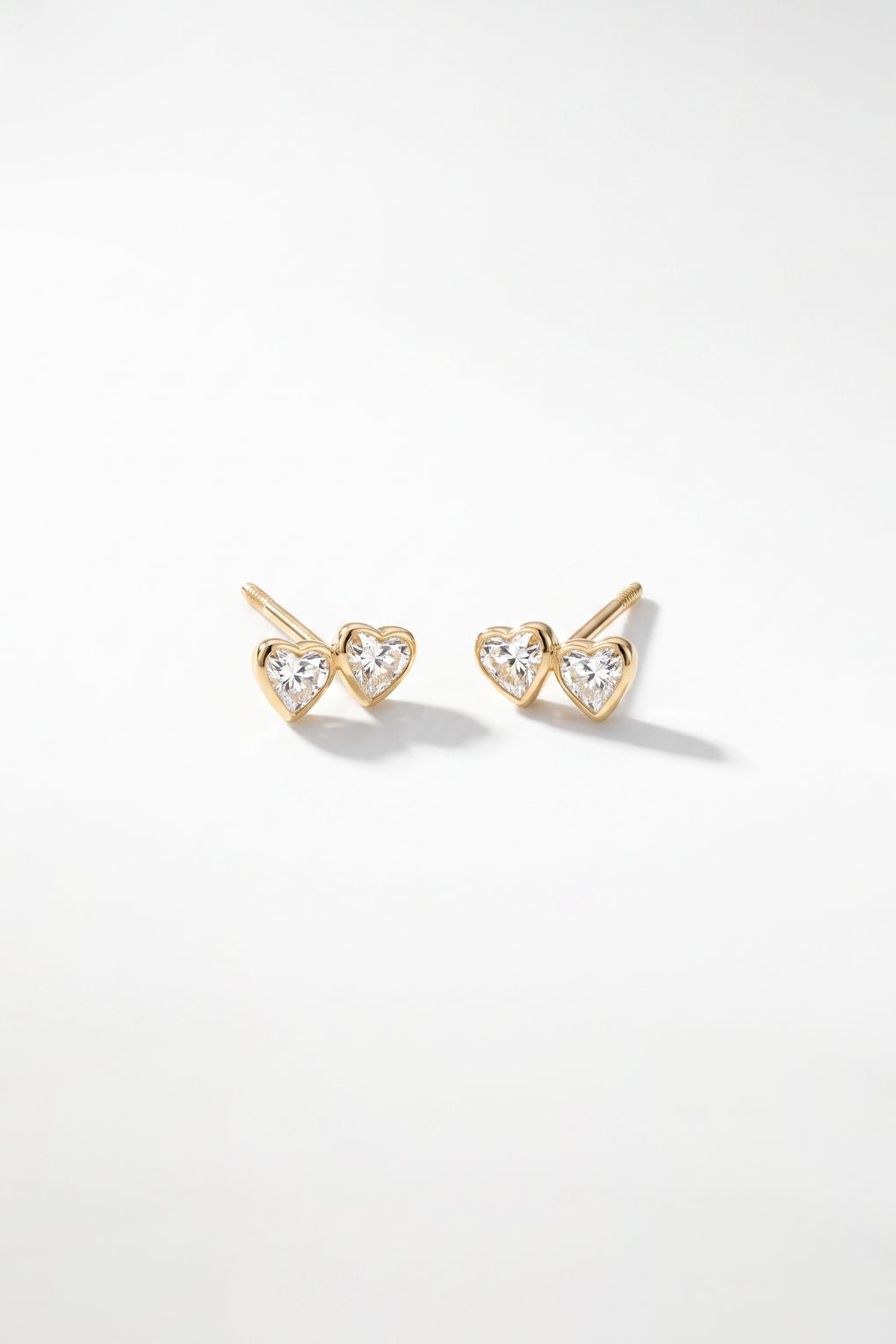 14K gold Double Heart earrings for girls