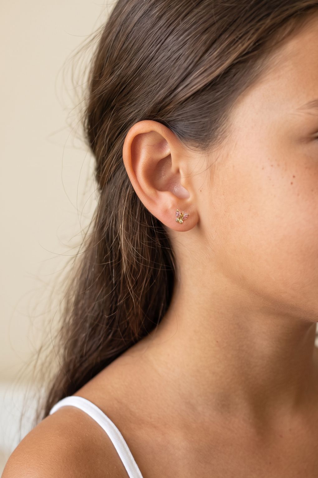 14K gold Butterfly earrings for girls