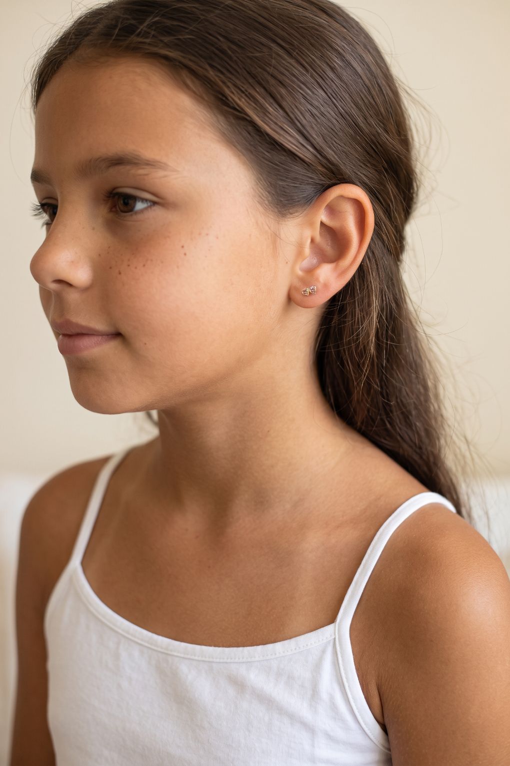 14K gold Double Heart earrings for girls