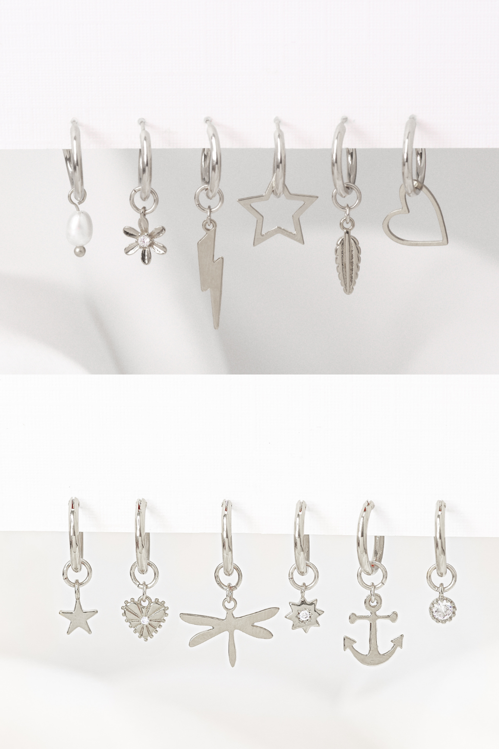 Earring set for girls with 3 replaceable pendants