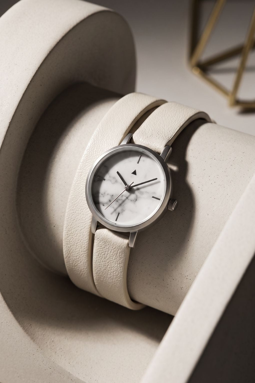 22 mm silver watch in marble