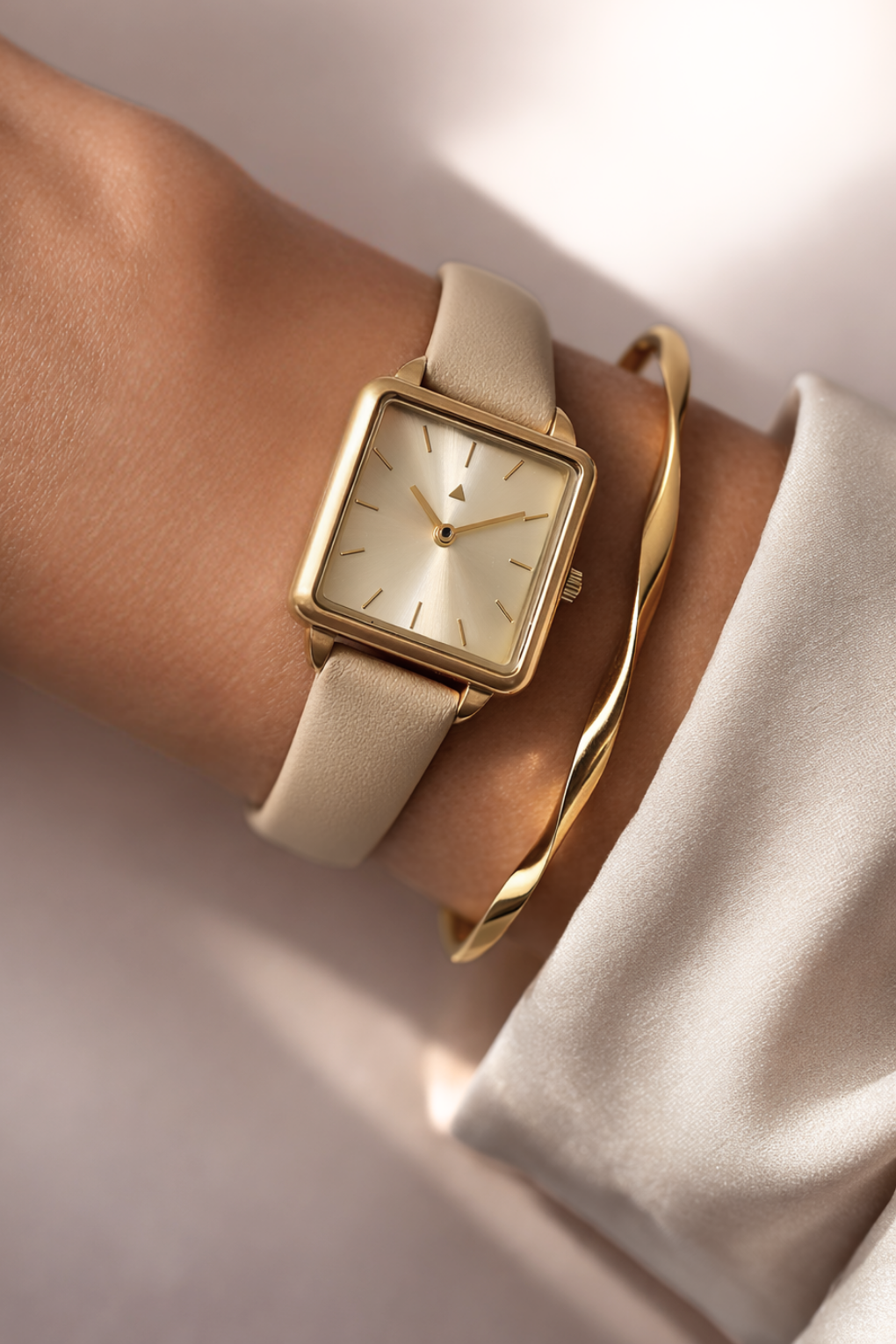Rectangle watch in gold