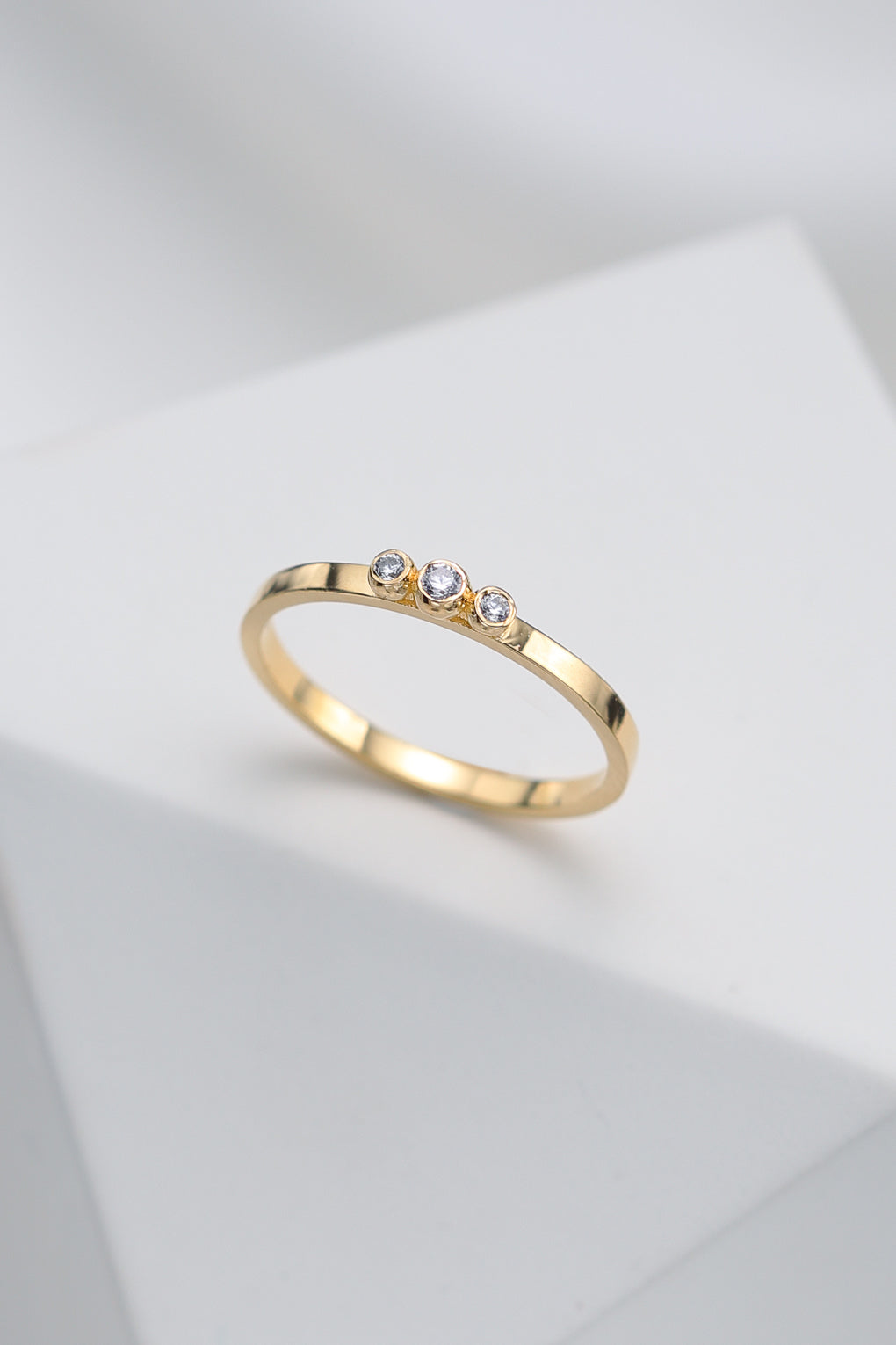 14K-18K Gold DIAMOND TRIPLE DOT RING