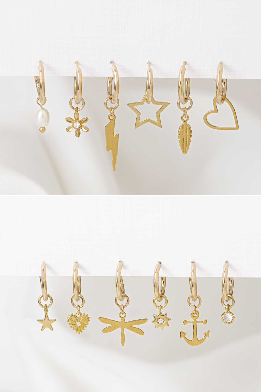 Earring set for girls with 3 replaceable pendants